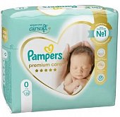 Pampers Premium Care (Памперс) подгузники 0 для новорожденных 1-3кг, 22шт, Проктер энд Гэмбл
